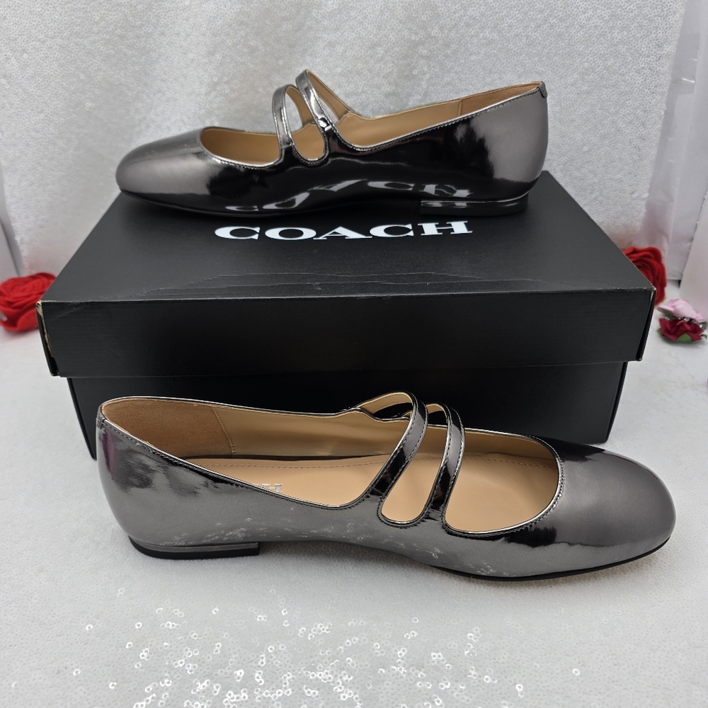 Coach Metallic Leather Winley Mary Jane Women's sz 10 - Picture 3 of 16